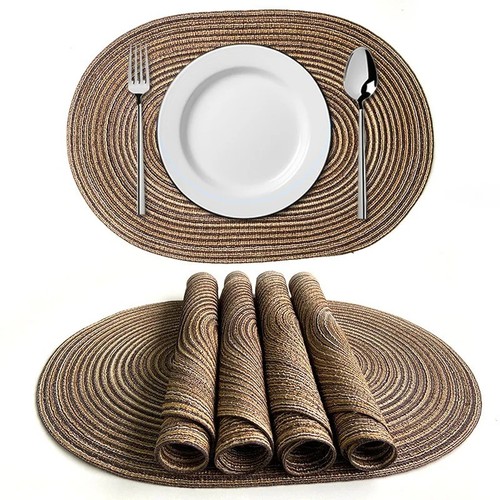 Braided oval placemats natural - braided,